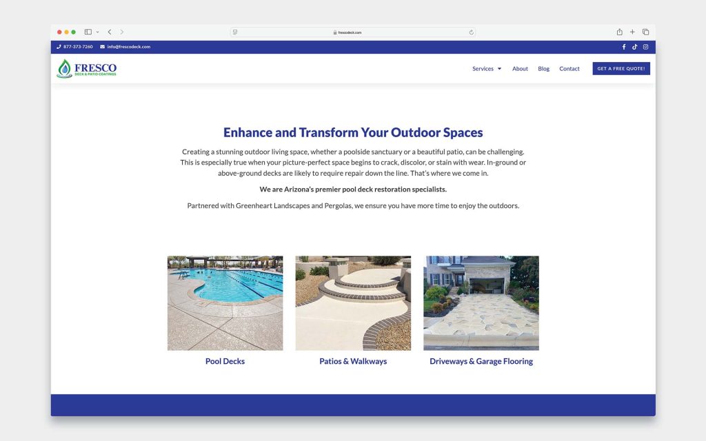 Frescodeck.com section about outdoor spaces